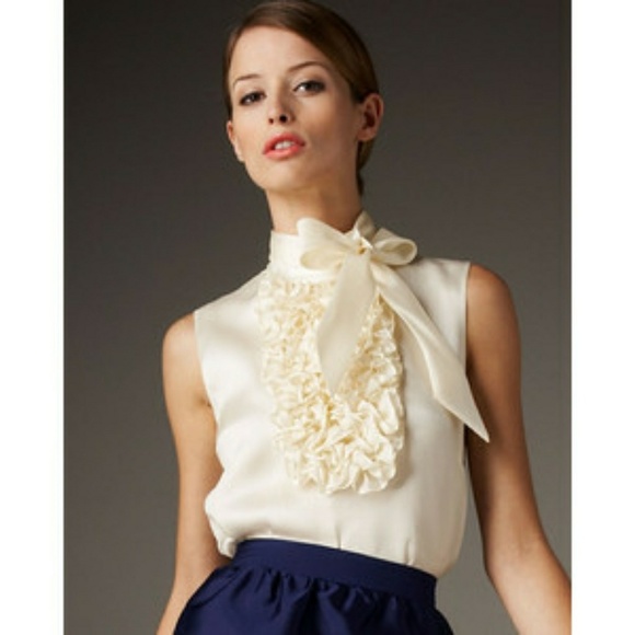 kate spade Tops - Kate Spade Marigold Silk Ruffle Front Blouse
